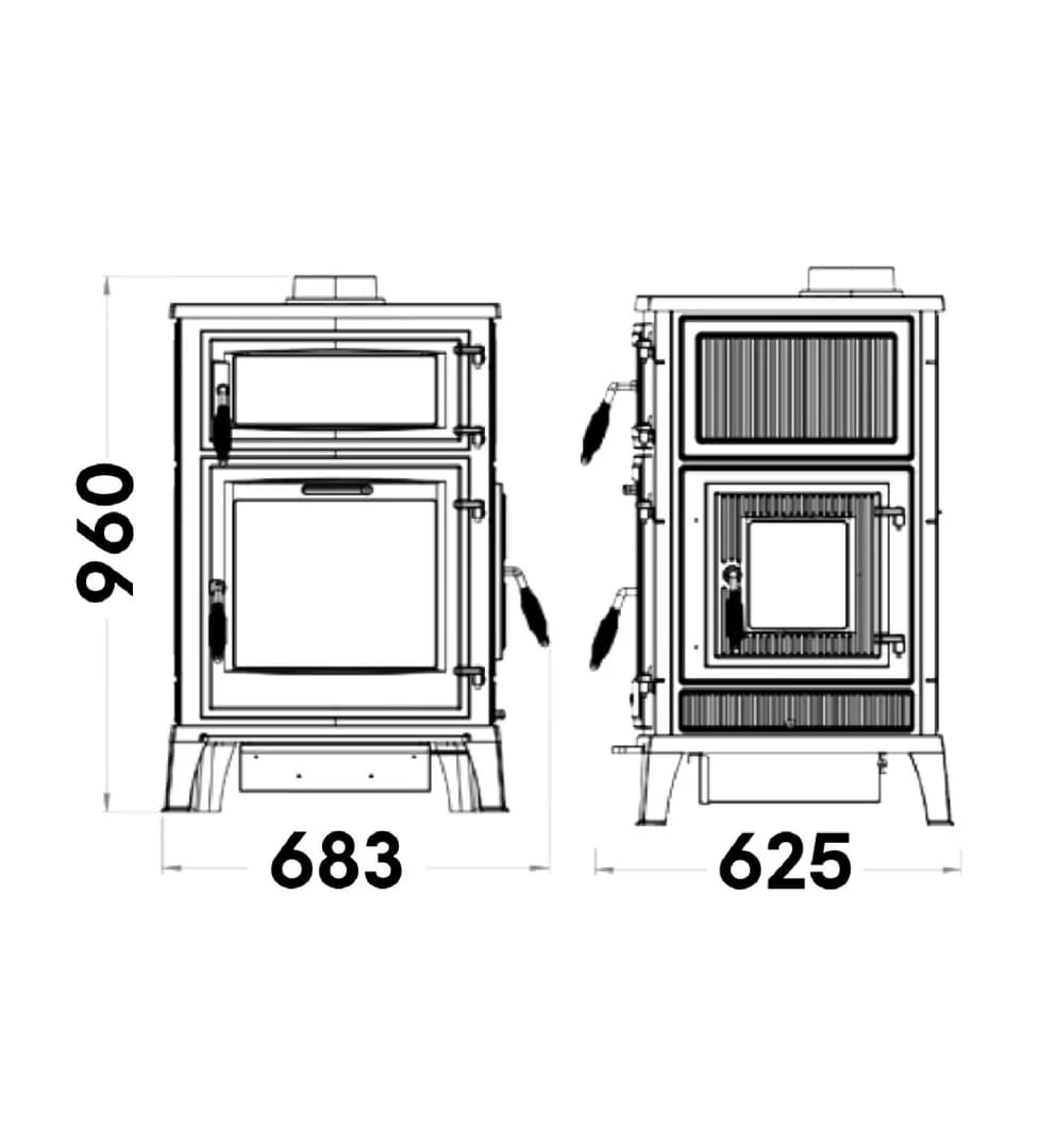 Hoşseven 8000 Döküm Şömine Soba – Fırınlı, Odun & Kömür Yakıtlı 10