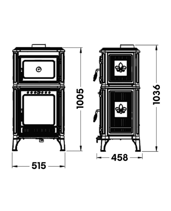 Hoşseven 8010 Döküm Kuzineli Şömine Soba 7.1 kW Fırınlı Odun Sobası 9