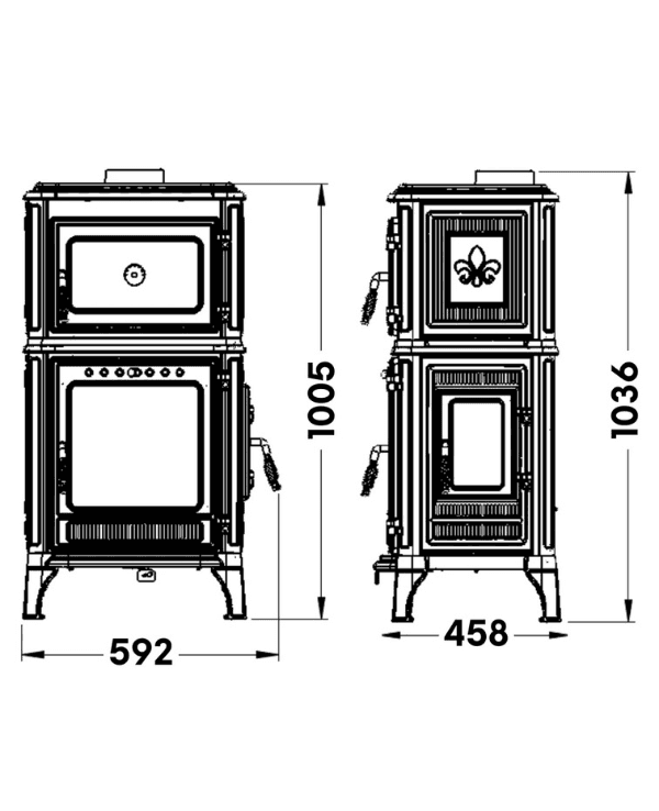 Hoşseven 8010 CK Panoramik Kuzineli Döküm Şömine Soba 7.1 kW Fırınlı Odun Sobası 9