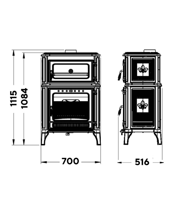 Hoşseven 8020 Döküm Kuzineli Odun Sobası 10.8 kW – 312 m³ Büyük Alan Isıtma 8