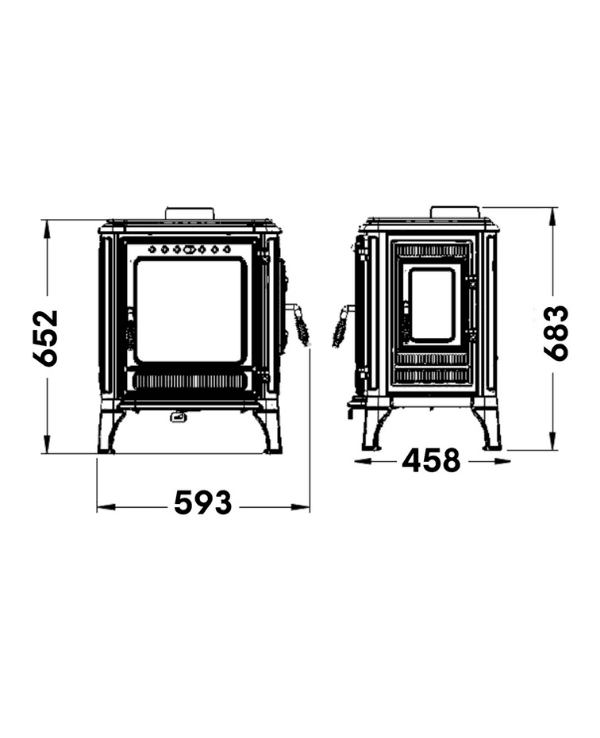 Hoşseven 8005 CK Yan Camlı Döküm Şömine Soba 7.2 kW 9