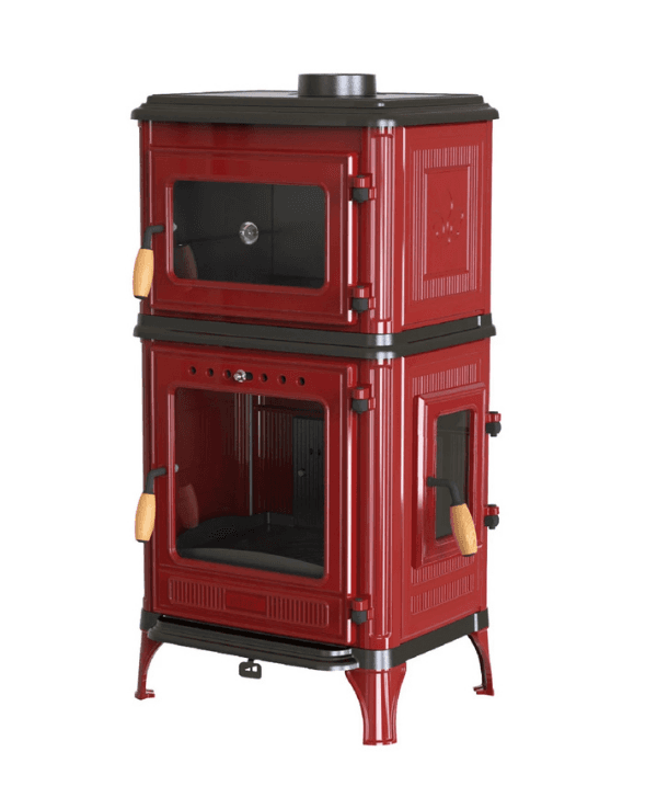 Hoşseven 8010 CK Panoramik Kuzineli Döküm Şömine Soba 7.1 kW Fırınlı Odun Sobası 3
