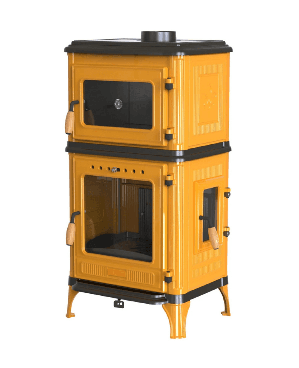 Hoşseven 8010 CK Panoramik Kuzineli Döküm Şömine Soba 7.1 kW Fırınlı Odun Sobası 4