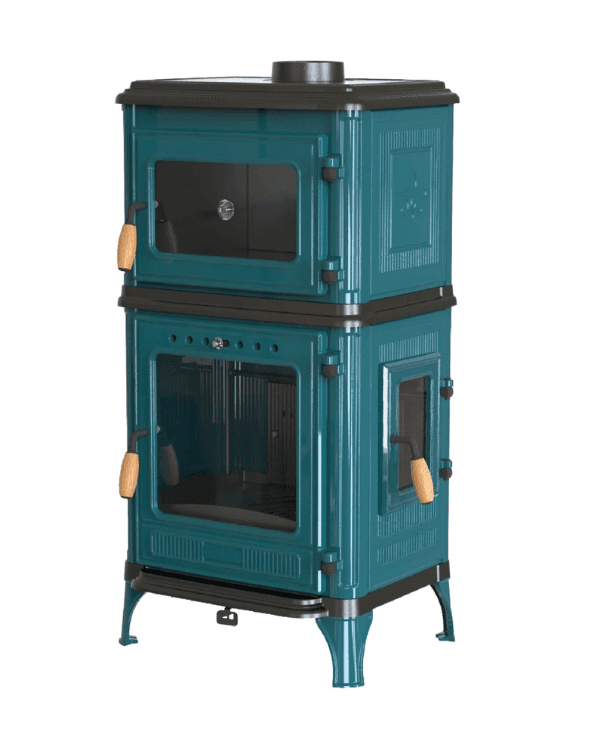 Hoşseven 8010 CK Panoramik Kuzineli Döküm Şömine Soba 7.1 kW Fırınlı Odun Sobası 7