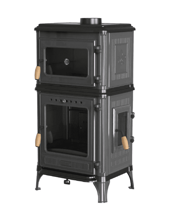 Hoşseven 8010 CK Panoramik Kuzineli Döküm Şömine Soba 7.1 kW Fırınlı Odun Sobası 5
