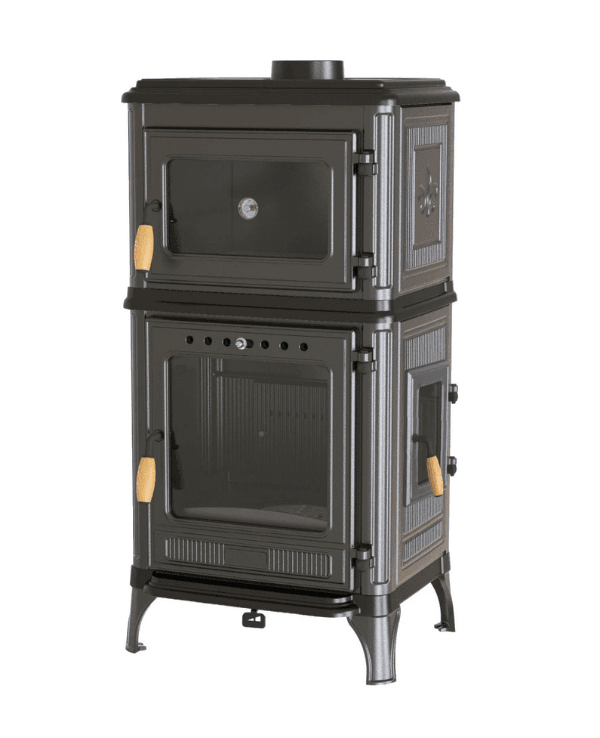 Hoşseven 8010 CK Panoramik Kuzineli Döküm Şömine Soba 7.1 kW Fırınlı Odun Sobası