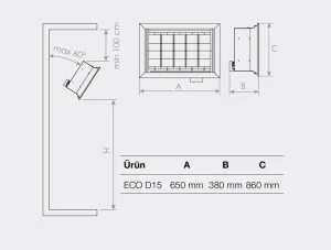 Gufo EKO D15- 30,5 kW Seramik Radyant Isıtıcı - ÇİFT KADEME+KUMANDA